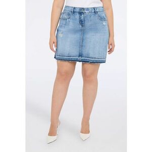 Fusta mini de denim cu talie inalta - Albastru deschis imagine