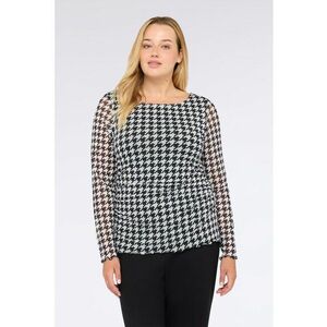Bluza cu model houndstooth - Alb/Negru imagine