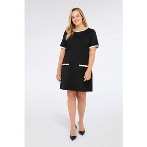 Rochie dreapta cu terminatii contrastante - Alb/Negru imagine