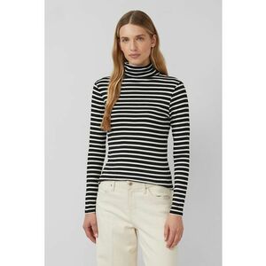 Bluza cu guler inalt si dungi - Alb/Negru imagine