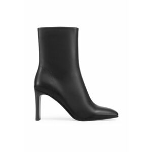 Botine de piele cu varf patrat - Negru imagine