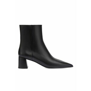 Botine de piele cu varf ascutit - Negru imagine
