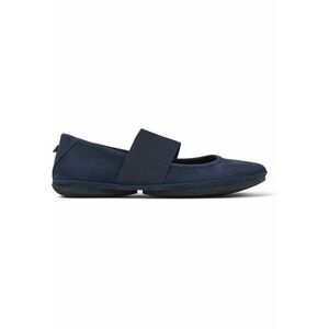 Balerini de piele nabuc cu bareta elastica Nina 1395 - Albastru imagine