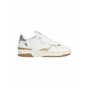 Pantofi sport din piele si piele intoarsa - Alb/Auriu imagine