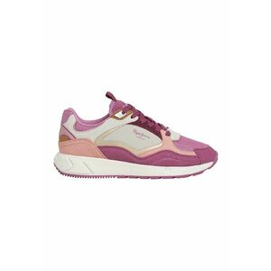 Pantofi sport din piele intoarsa cu insertii din plasa - Auriu/Roz fandango/Alb murdar imagine