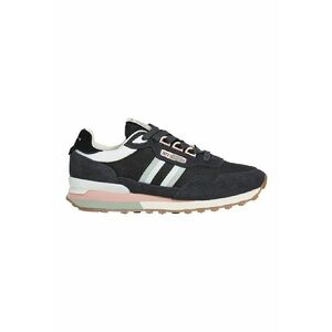 Pantofi sport din piele intoarsa cu insertii din material textil - Alb/Negru/Gri cenusiu imagine