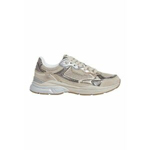 Pantofi sport din piele ecologica cu garnituri din piele intoarsa - Maro taupe deschis/Argintiu imagine