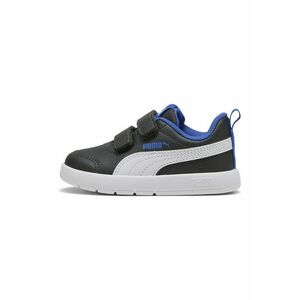 Pantofi sport Courtflex din piele ecologica cu velcro - Alb/Negru/Albastru royal imagine
