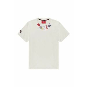 Tricou cu decolteu cu segmente logo - Alb fildes imagine