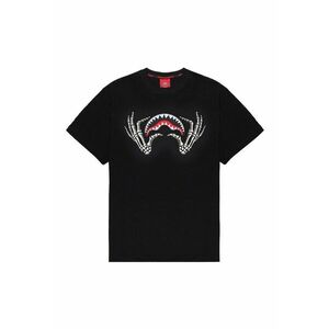 Tricou cu decolteu la baza gatului si imprimeu - Rosu/Alb/Negru imagine