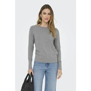 Pulover slim fit cu mansete cu nasturi - Gri deschis melange imagine