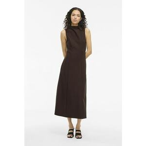 Rochie fara maneci cu croiala in A - Maro imagine