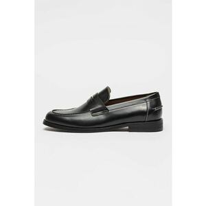Pantofi loafer din piele cu bareta decorativa Natan - Negru imagine