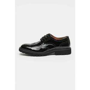Pantofi din piele lacuita cu model brogue Mayor - Negru imagine