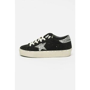 Pantofi sport High Star Classic din piele intoarsa cu talpa flatform si detalii stralucitoare - Negru/Argintiu imagine