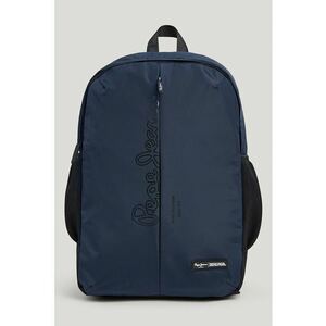 Rucsac din material textil cu imprimeu logo - Bleumarin imagine