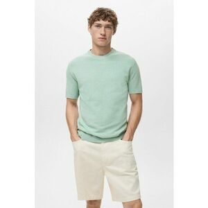 Tricou din tricot fin cu model uni - Verde menta imagine