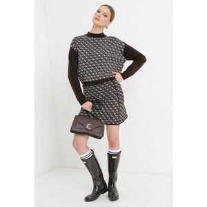 Pulover cu model monograma - Alb/Maro imagine