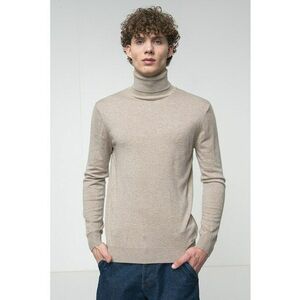 Pulover din amestec de lana cu guler inalt - Maro melange imagine