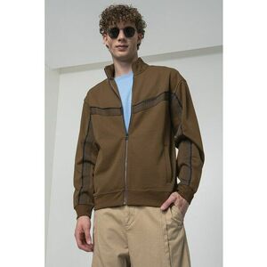 Bluza de trening din amestec de bumbac cu fermoar - Maro imagine