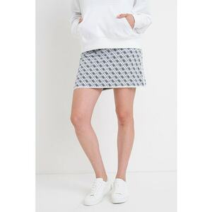 Fusta din amestec de lana cu model monograma - Alb/Bleumarin imagine