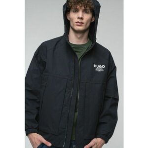 Jacheta cu logo si gluga - Negru imagine