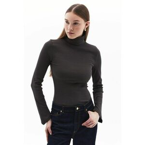 Bluza slim fit cu guler inalt - Verde sparanghel imagine