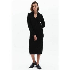 Rochie-pulover cu decolteu in V - Negru imagine