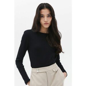 Bluza uni cu decolteu la baza gatului - Negru imagine