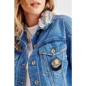 Brosa brodata - Alb/Verde/Negru imagine