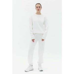 Pantaloni de trening cu snur si talie inalta - Alb imagine