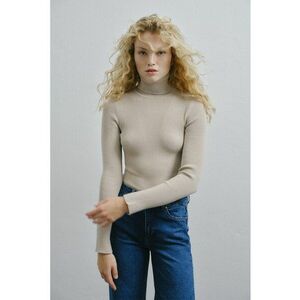 Pulover uni cu guler inalt - Maro taupe imagine