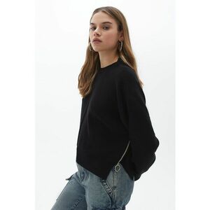 Pulover cu fermoar lateral la terminatie - Negru imagine