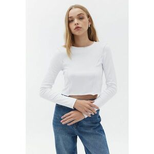 Bluza crop cu maneci lungi - Alb optic imagine