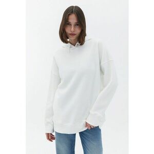 Hanorac supradimensionat cu model uni - Alb imagine