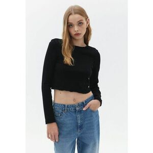 Bluza crop cu maneci lungi - Negru imagine