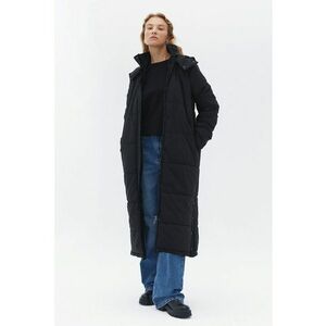 Geaca lunga matlasata cu gluga - Negru imagine