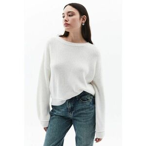 Pulover uni tricotat - Alb imagine