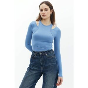 Bluza uni cu decolteu la baza gatului - Albastru deschis imagine