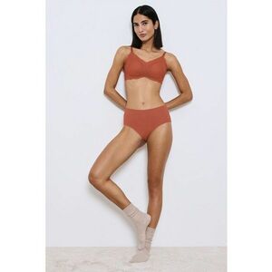 Chiloti cu talie inalta si insertii din dantela - Maro imagine