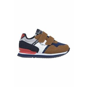 Pantofi sport din material textil cu inchidere velcro - Alb/Albastru inchis/Caramel imagine