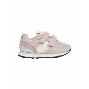 Pantofi sport cu segmente din material textil si velcro - Alb/Roz pastel/Argintiu imagine