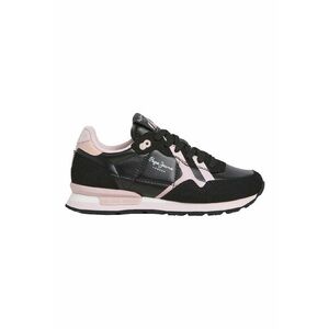 Pantofi sport wedge din piele intoarsa si piele ecologica - Alb/Negru/Roz pastel imagine