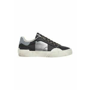 Pantofi sport cu insertii din piele lacuita - Negru/Argintiu imagine