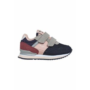 Pantofi sport cu velcro si logo - Roz pastel/Gri cenusiu/Bleumarin imagine