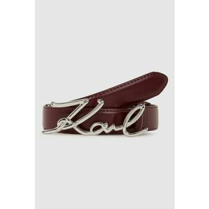 Curea de piele cu catarama cu nit si logo - Visiniu imagine