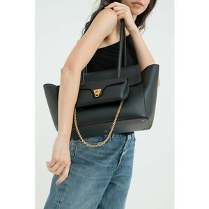 Geanta de piele cu bareta de umar Double Beat - Negru imagine