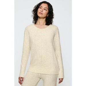 Bluza de pijama din material fleece cu maneci lungi - Crem imagine