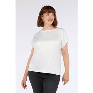 Tricou cu partea frontala din satin - Alb imagine