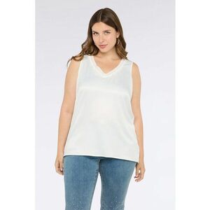 Top cu partea frontala din satin - Alb murdar imagine